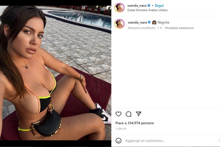 Wanda Nara abbronzatissima, il bikini mai stato così scollato